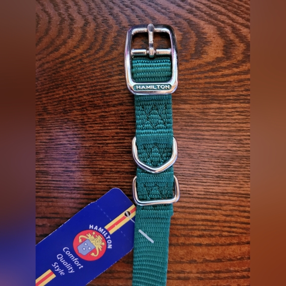 2 /$15 Hamilton Dog Collar Metal Buckle 16" Emerald Green - Picture 5 of 6